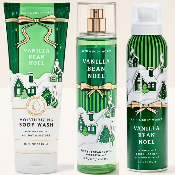Bath & Body Works Vanilla Bean Noel 3 Piece Body Care Set NEW